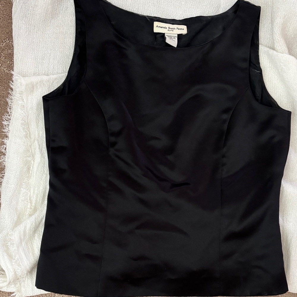 Amanda Smith Black Satin Shell Tank